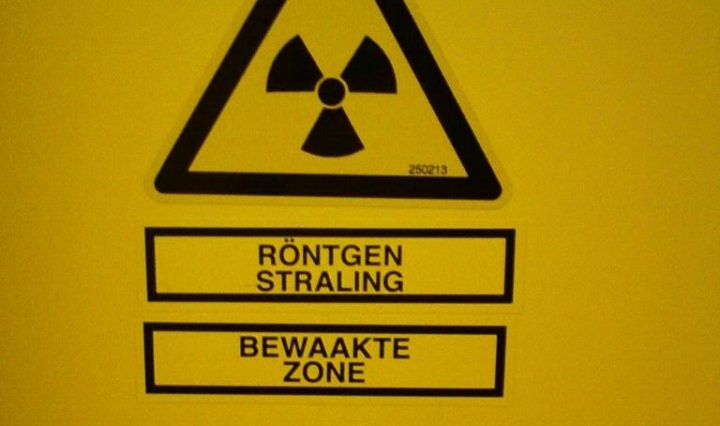 nuclear energy radiation symbol in yellow and black