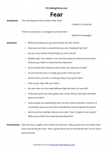 Fear Esl Conversation Questions And Speaking Activities Fear Esl Conversation Questions And Speaking Activities