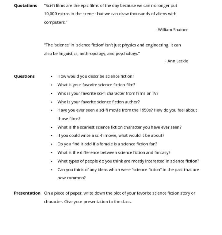 Esl questions psychology