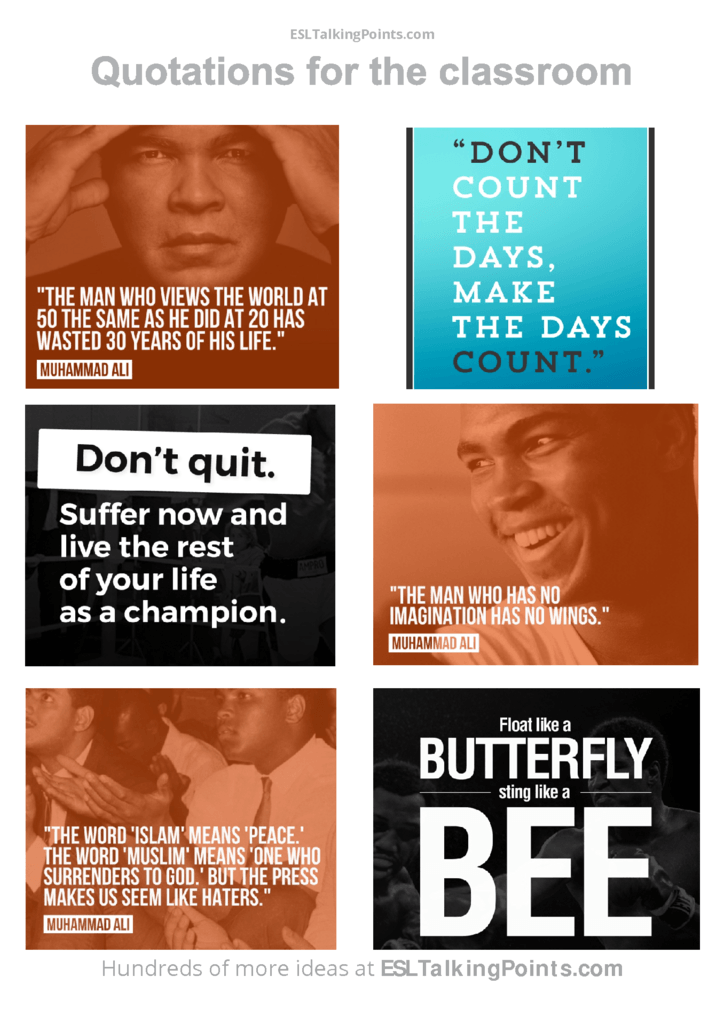 Muhammad ali esl conversation questions and speaking activities