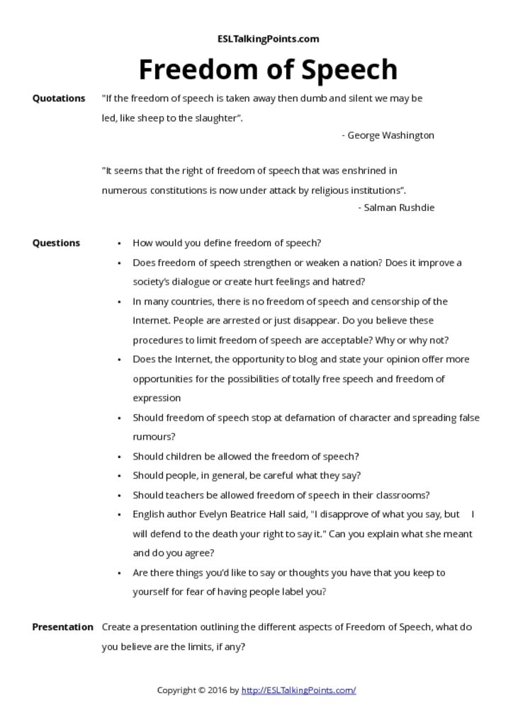 essays about freedom of speech